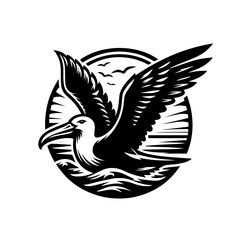 Obraz premium An albatross soars over the ocean waves isolated on white background