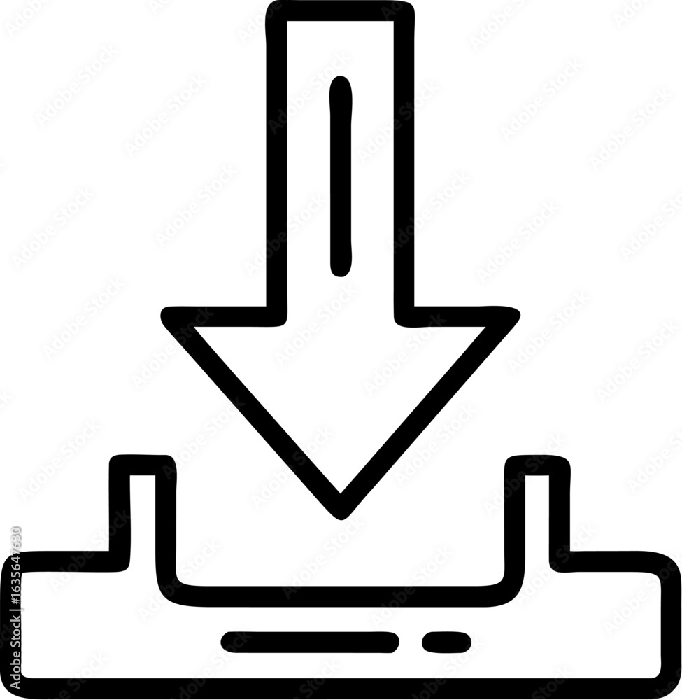 Poster simple arrow pointing downward for download or save actions