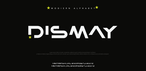 Dismay  abstract minimal modern alphabet fonts for logo. Typography technology electronic digital music future creative font. vector illustration