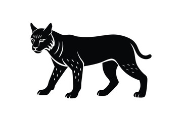 Obraz premium Black silhouette art illustration of a bobcat walking forward.eps