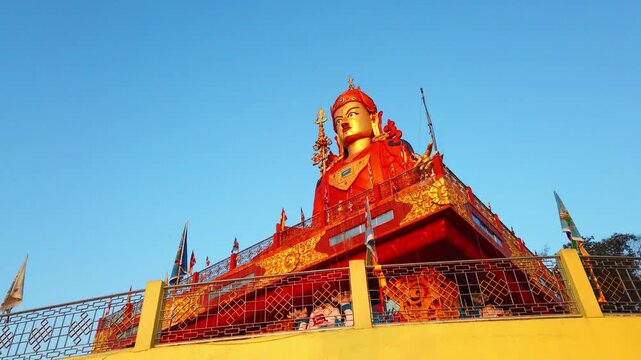 beautiful golden budha statue in sikkim India HD