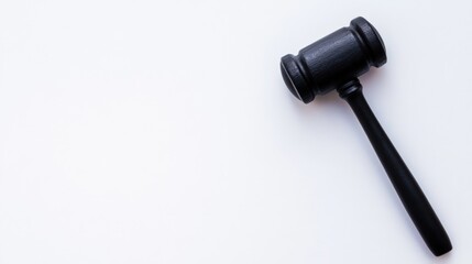 Dark wooden gavel on white background