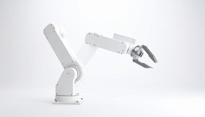 A white robotic arm in sterile environment&mdash;symbolizing automation, precision, and futuristic control.