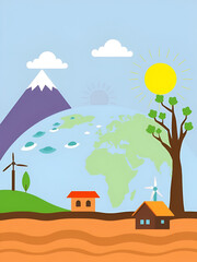 Fototapeta premium Non-renewable sources of energy. Editable vector illustration