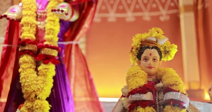 Decoration of Goddess Gauri pujan