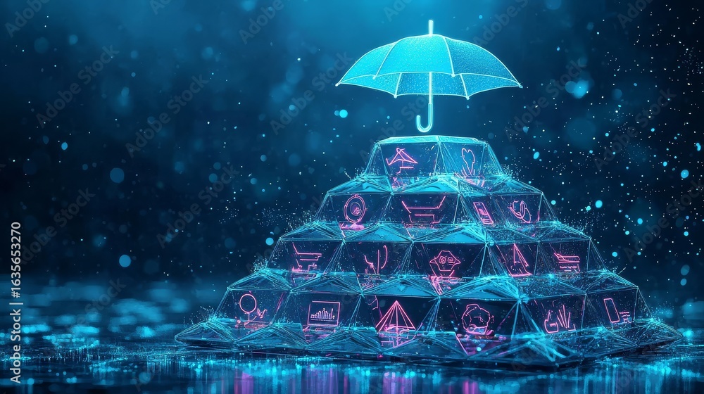 Poster innovative agent system featuring hexagonal design elements