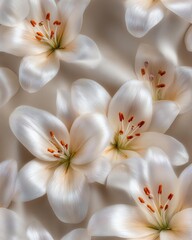 Seamless Pattern Beautiful white lilies with soft background