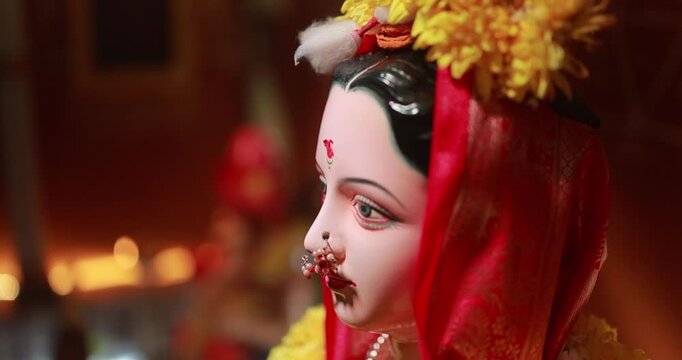 Decoration of Goddess Gauri pujan