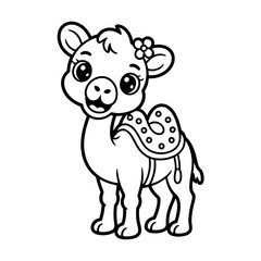 Adorable Cartoon Calf with Flower Crown and Cookie Illustration