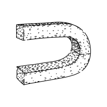 lodestone magnet sketch hand drawn vector