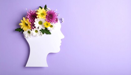 Profile of a head adorned with flowers