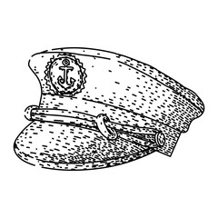 voyage sailor captain hat sketch hand drawn vector