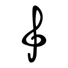 Obraz premium Treble clef doodle. Hand drawn musical symbol. Single element for print, web, design, decor, logo