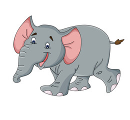 Cute cartoon hand drawn vector smiley baby elephant clipart.