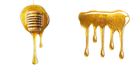 Golden Honey Dripping isolated on transparent background