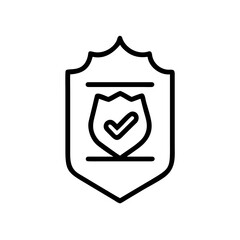 Outline icon showing a shield with a smaller shield inside and a checkmark indicating approval security