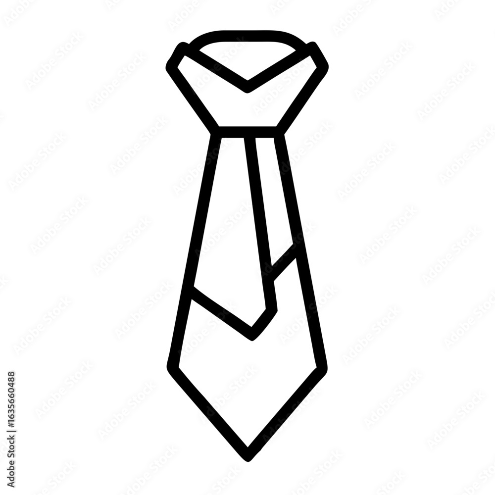 Poster outline drawing of a necktie with a simple design and clear lines isolated on a white background sty