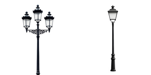 Black Street Lamp isolated on transparent background
