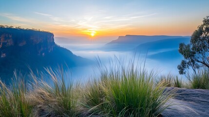 Sunrise over Misty Valley