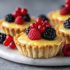 Lemon curd tarts topped with fresh berries