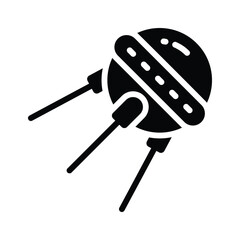 Visually appealing glyph icon of old sputnik satellite