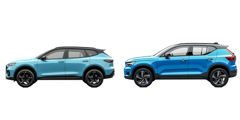 Blue SUV Car Side View isolated on transparent background