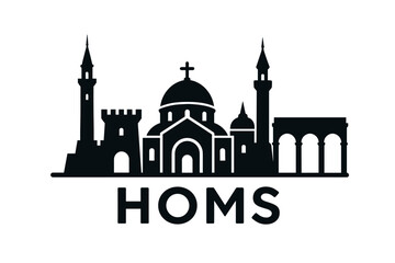 Fototapeta premium Homs city skyline with iconic buildings and landmarks