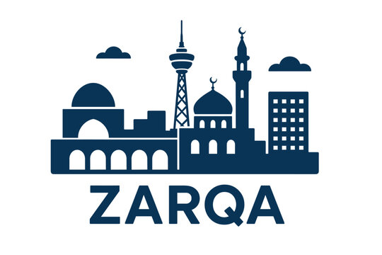 Zarqa city skyline with iconic buildings and landmarks