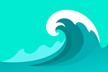 Stylized ocean wave illustration in turquoise and teal colors