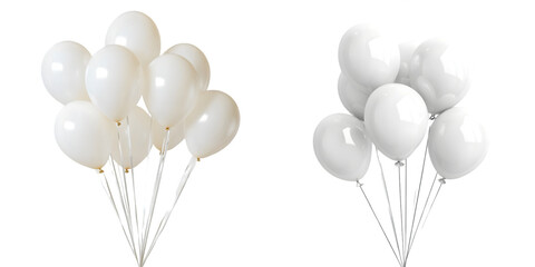 Bunch of White Balloons Symbolizing Peace and Unity isolated on transparent background