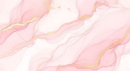 Pink and Gold Fluid Abstract Background with Swirling Veins and Texture