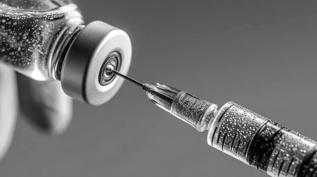 Gloved hands preparing poly-L-lactic acid suspension for facial treatment