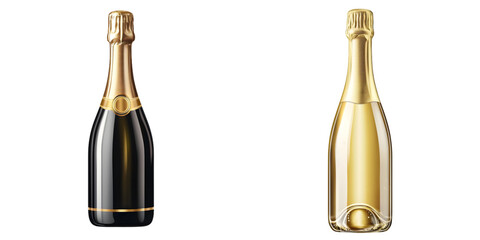Champagne Bottle with Golden Foil and No Label for Festive Occasions isolated on transparent background