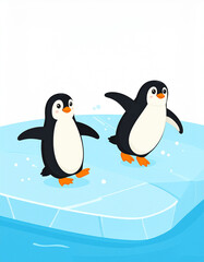 Naklejka premium two penguins on the ice vector 