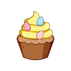 chocolate easter cupcake cartoon vector illustration