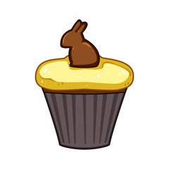vanilla easter cupcake cartoon vector illustration