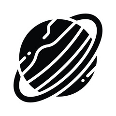 Visually appealing glyph icon of saturn ring © CreativeStudio