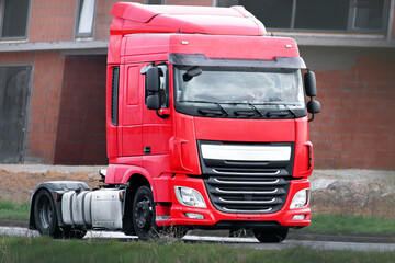 Road truck without trailer moving