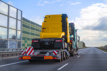 Heavy truck cabin on road transport