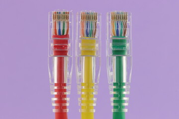Ethernet cable with Rj45 connector for connecting telecommunications equipment. 