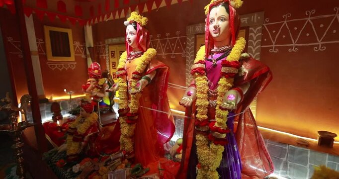 Decoration of Goddess Gauri pujan