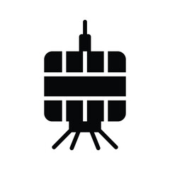 Trendy glyph icon of old satellite orbiting earth