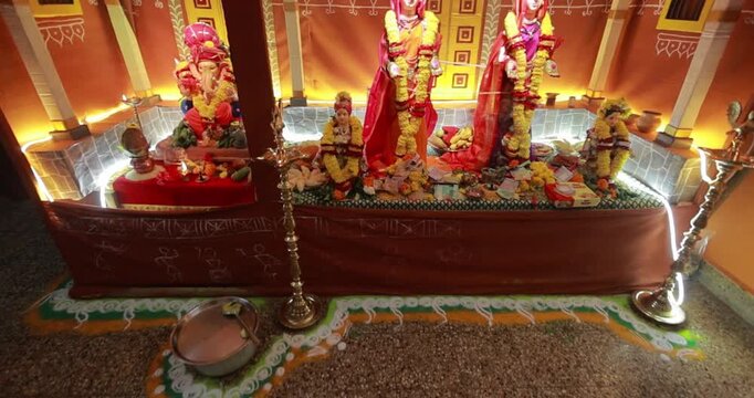 Decoration of Goddess Gauri pujan