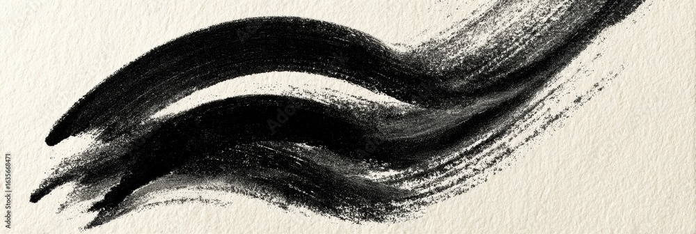 Poster smudged eyeliner strokes create abstract shapes on textured paper with one margin untouched