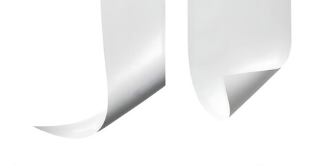 Curled edge white paper sheet isolated on transparent background