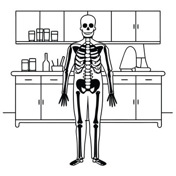 high quality Skeleton in a Kitchen
