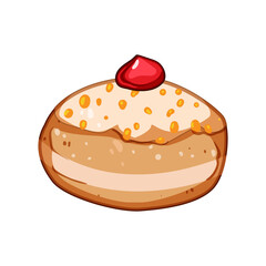 sufganiyot hanukkah doughnut cartoon vector illustration