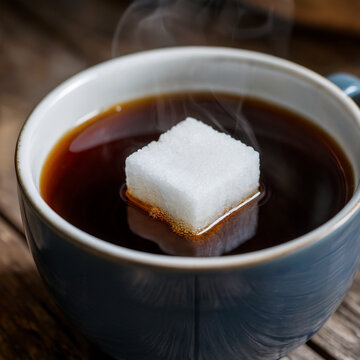 Terr&oacute;n de Az&uacute;car Flotando en una Taza de Caf&eacute;