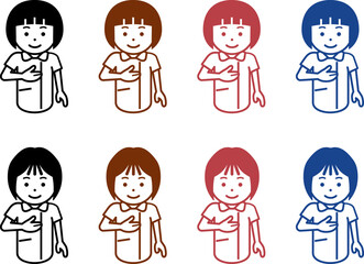 お任せくださいと胸に手を当てる女性看護師のアイコン