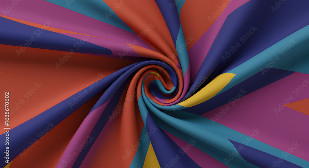 Poster kaleidoscopic swirl of bold geometric colorations in an intricate fabric pattern design